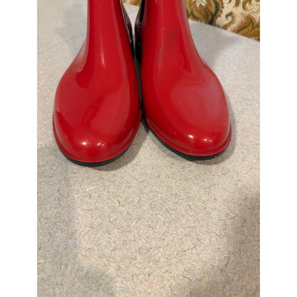 Pre-loved Red Women's ankle rain booties Size 9 - Picture 4 of 12